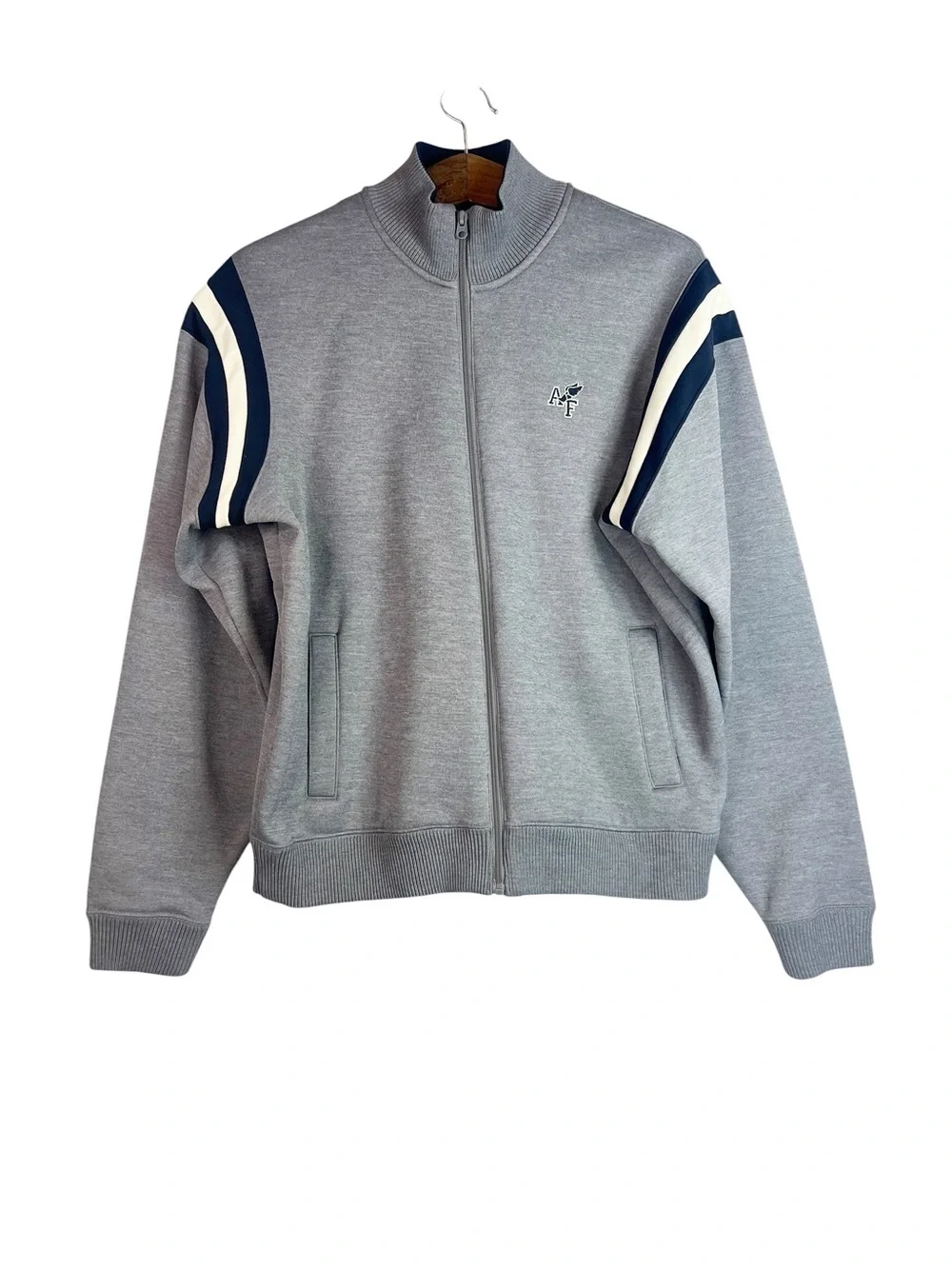 Vintage Abercrombie & Fitch Mens Gray Winged Foot Track Jacket Size L Preppy